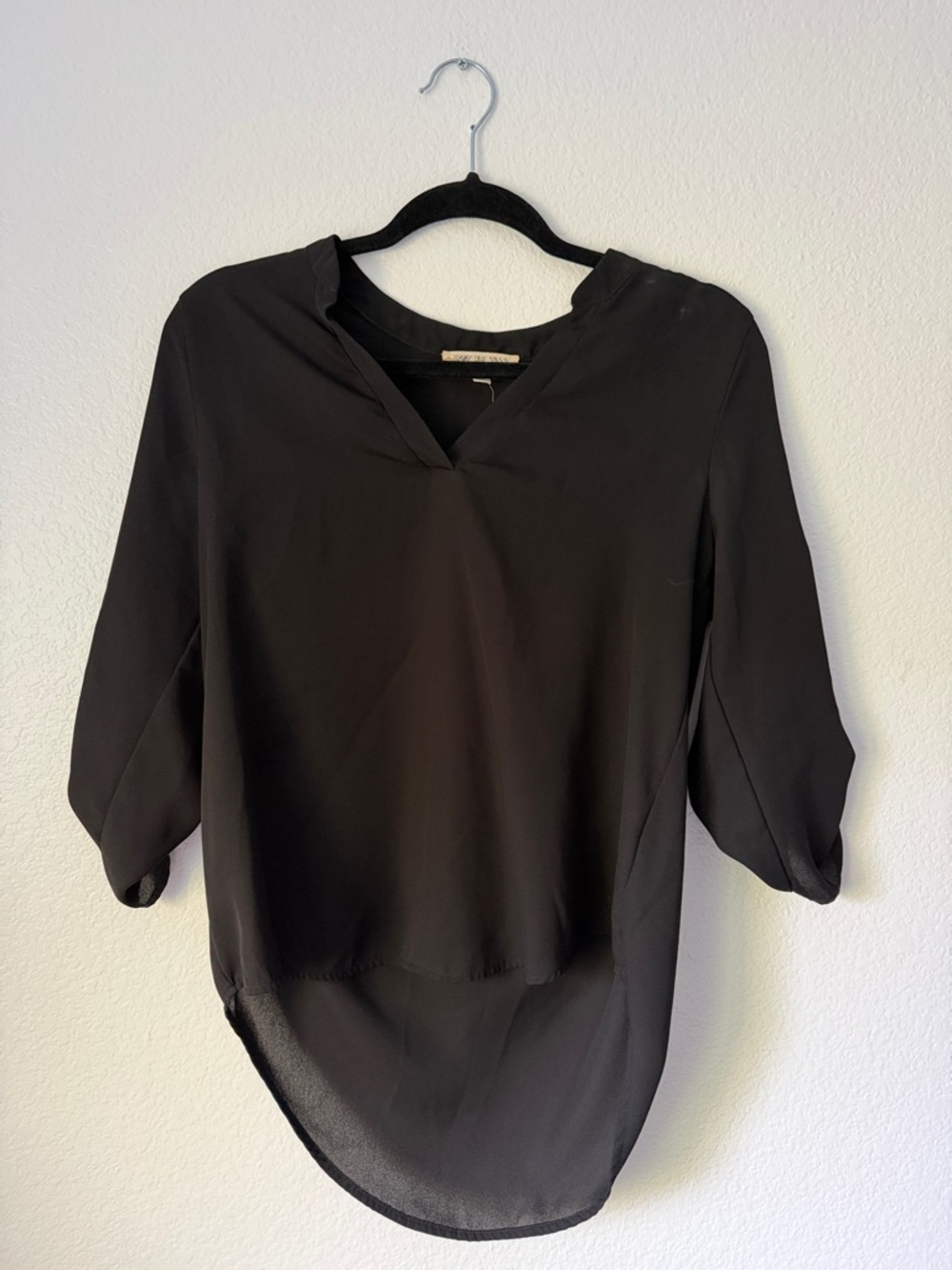 Black V-Neck Women's Blouse